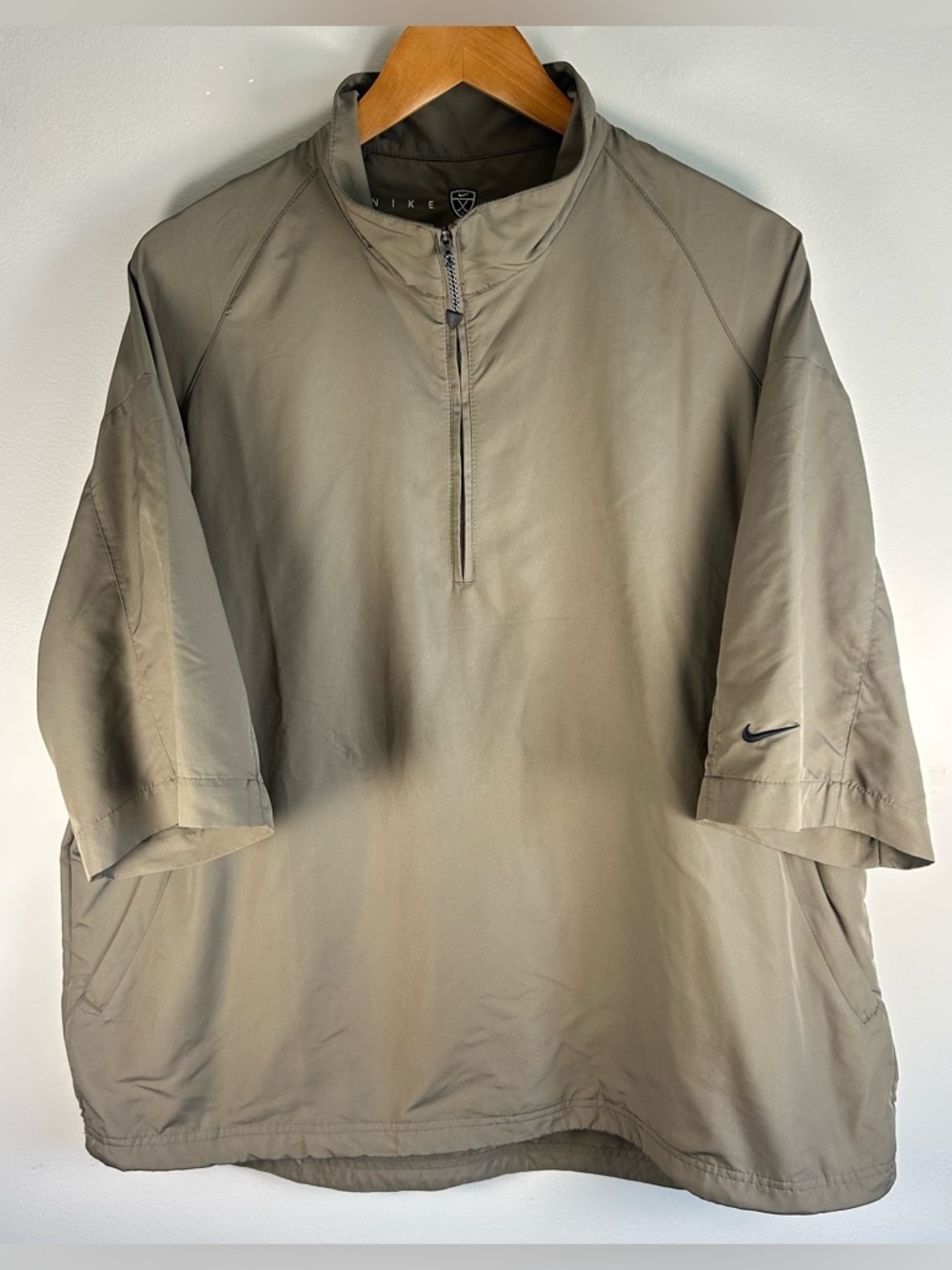 Nike Men's Olive Green Short-Sleeve Half-Zip Shirt Jacket